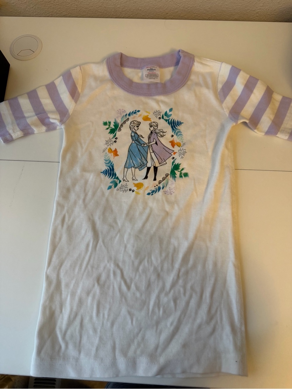 Hanna Andersson Frozen II Girls Short Sleeve PJ Pajama Top Organic Cotton US 6-7